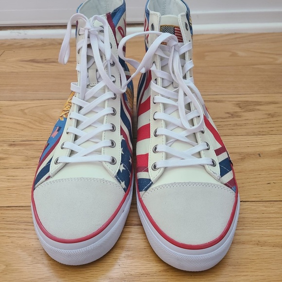 Polo Ralph Lauren Sneakers Men’s 14 Solomon II Chariots  Canvas America USA Flag - Picture 8 of 11